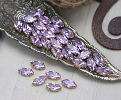 наветт 15x7 мм "фиолетовый/золото" премиум, наветт (navette)