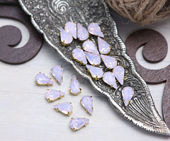 слеза 13х8 мм "розовый опал/золото" премиум, слеза (xilion pear)