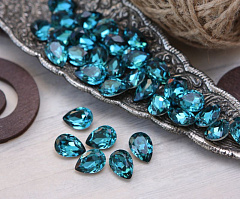 капля 14x10 мм "синий циркон" премиум, капля (drop)
