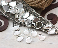 оправа с дном капля 18х13 мм "серебро", оправы капля (drop)