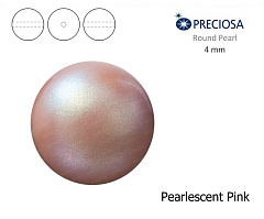 хрустальный жемчуг preciosa mxm 4 мм "pearlescent pink", жемчуг круглый