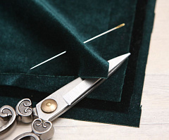 итальянский бархат-стрейч 15х15 см "изумруд", бархат