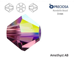 биконусы preciosa 3 мм "amethyst ab" (15 шт), биконусы