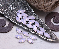 наветт 15х7 мм "розовый опал/серебро" премиум, наветт (navette)