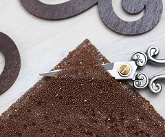 кристальная ткань глэм 4х4 см "шоколад" , кристальная ткань, шнур