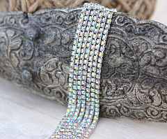 стразовая цепь ss6 (2 мм) "кристалл ав/серебро" (1 м), стразовая цепь