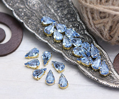 слеза 10х6 мм "светлый сапфир/золото" премиум, слеза (xilion pear)