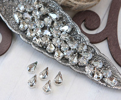 слеза 10х6 мм "серебряная тень/серебро" премиум, слеза (xilion pear)