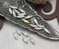 сфинкс 15х4 мм "белый опал/золото" премиум, сфинкс (sphinx)