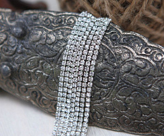 стразовая цепь ss8 (3 мм) "кристалл/серебро" (50 см), стразовая цепь