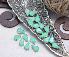 слеза 10х6 мм "зеленый опал/серебро" премиум, слеза (xilion pear)