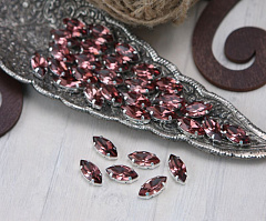 наветт 10х5 мм "бургунди/серебро" премиум, наветт (navette)