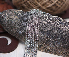 стразовая цепь ss8 (3 мм) "черный бриллиант/серебро" (50 cм), стразовая цепь