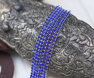 стразовая цепь ss4 (1,4 мм) "sapphire/серебро" (50 cм), стразовая цепь