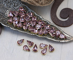 слеза 13х8 мм "светлый аметист/золото" премиум, слеза (xilion pear)