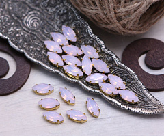 наветт 12х6 мм "розовый опал/золото" премиум, наветт (navette)