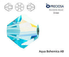биконусы preciosa 3 мм "aqua bohemica ab" (15 шт), биконусы