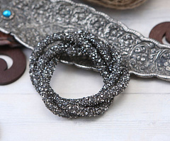 кристальный шнур 0,7х5 см "черный бриллиант" , кристальная ткань, шнур