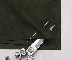 замша натуральная 10х10 см "хаки", замша