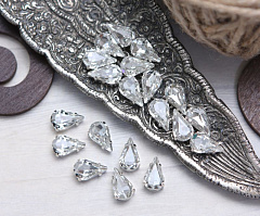 слеза 13х8 мм "кристалл/серебро" премиум, слеза (xilion pear)