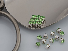 шатоны preciosa mxm ss12 "peridot/серебро" (10 шт), шатоны в оправе maxima
