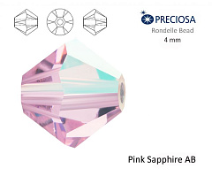 биконусы preciosa 4 мм "pink sapphire ab" (15 шт), биконусы