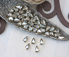 слеза 10х6 мм "серебряная тень/золото" премиум, слеза (xilion pear)