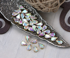 слеза 10х6 мм "кристалл ab/серебро" премиум, слеза (xilion pear)