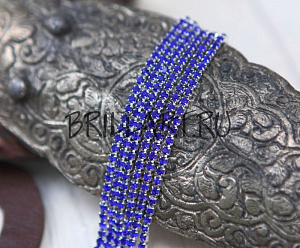 стразовая цепь ss6 (2 мм) "sapphire/серебро" (1 м), стразовая цепь