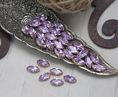 наветт 12х6 мм "фиолетовый/золото" премиум, наветт (navette)