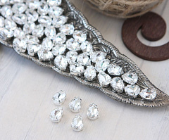 капля 10х7 мм "кристалл/серебро" премиум, капля (drop)