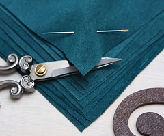 замша натуральная 10х10 см "изумруд", замша