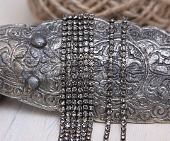 стразовая цепь ss8 (3 мм) "черный бриллиант/черный" (50 cм), стразовая цепь