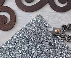 кристальная ткань конус 4х4 см "серебро" , кристальная ткань, шнур