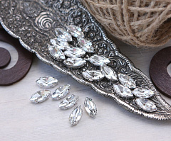 наветт 15х7 мм "кристалл/серебро" премиум, наветт (navette)