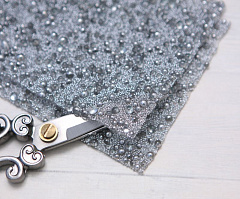 кристальная ткань бабл 4х4 см "серебро" , кристальная ткань, шнур