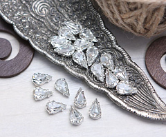 слеза 10х6 мм "кристалл/серебро" премиум, слеза (xilion pear)