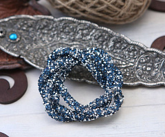 кристальный шнур 0,7х5 см "сапфир/серебро" , кристальная ткань, шнур