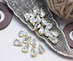 слеза 13х8 мм "кристалл/золото" премиум, слеза (xilion pear)