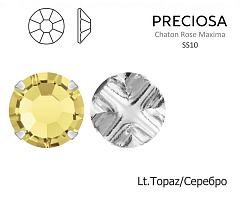 шатоны preciosa rose mxm ss10 "lt.topaz/серебро" (10 шт), шатоны в оправе rose maxima