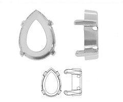 оправа капля 14х10 мм "серебро" (g), оправы капля (pearshape)