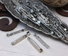 японская застежка для броши 25 мм "серебро", застежка для броши