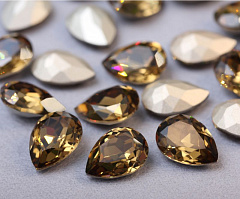 капля 14x10 мм "светлый дымчатый топаз" премиум, капля (drop)
