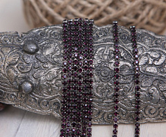 стразовая цепь ss8 (3 мм) "аметист/черный" (50 cм), стразовая цепь