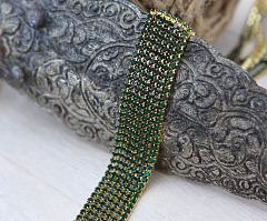 стразовая цепь ss6 (2 мм) "изумруд/золото" (1 м), стразовая цепь