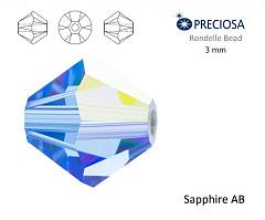 биконусы preciosa 3 мм "sapphire ab" (15 шт), биконусы