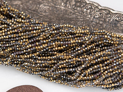 рондели 2х3 мм "черный бриллиант/золото", рондели