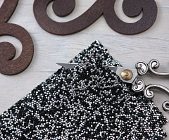 кристальная ткань конус 4х4 см "черный/серебро" , кристальная ткань, шнур