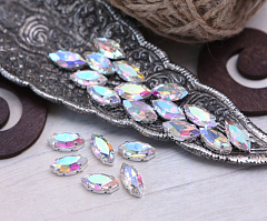 наветт 15х7 мм "кристалл ab/серебро" премиум, наветт (navette)