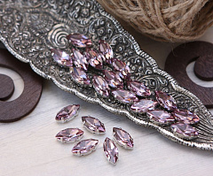 наветт 15х7 мм "светлый аметист/серебро" премиум, наветт (navette)